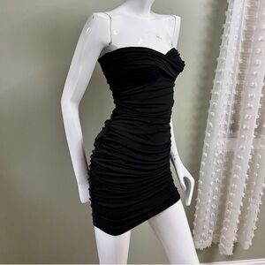 Y2K Moda International Black Ruched Strapless Going Out Dress